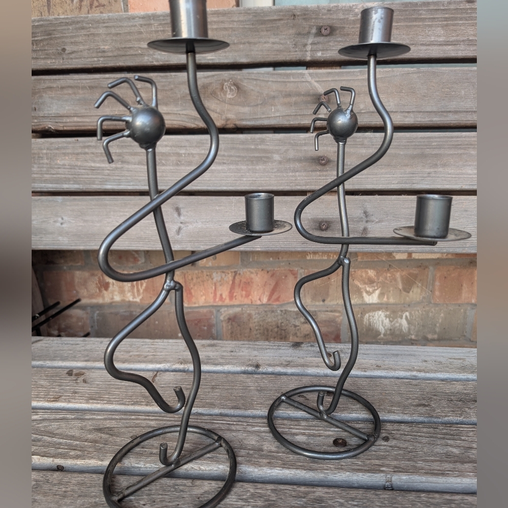 Vintage Set MCM Dancing Man Candle Holders
